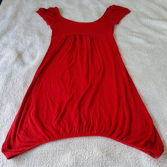 Velvet Torch Vintage Y2K Rayon Balloon Hem Red Small Dress - Picture 1 of 10
